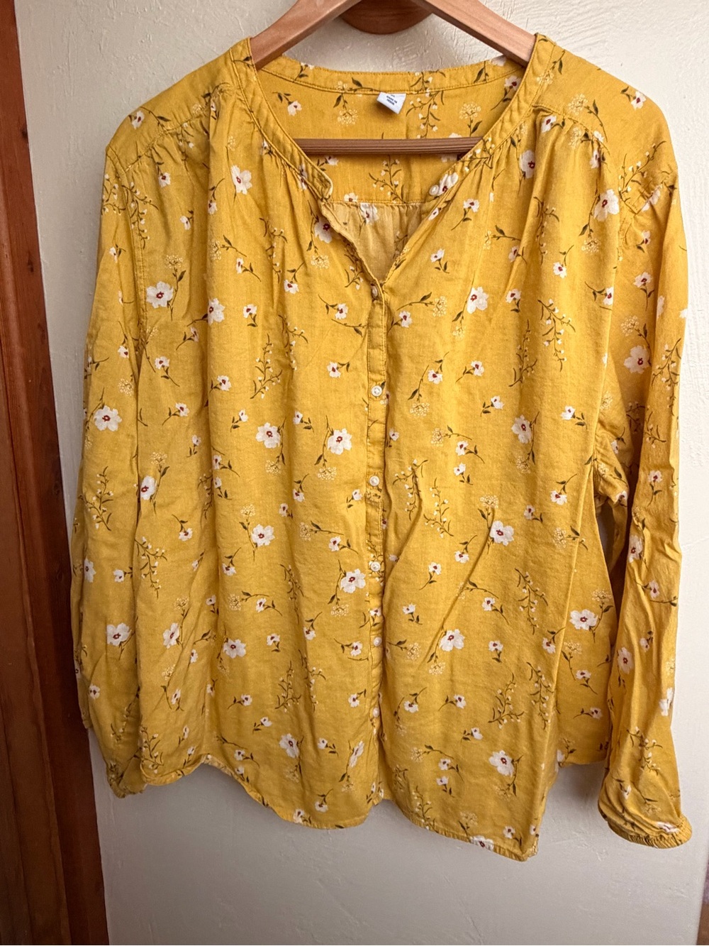 Old Navy Mustard Yellow Floral Button-Up Blouse